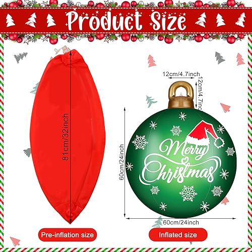 Vista 8 de Jetec 32 Inch Giant PVC Inflatable Christmas Ball Ornaments Large Xmas Blow Ball Decorations Inflatables Outdoor Holiday Decorations Christmas Blow
