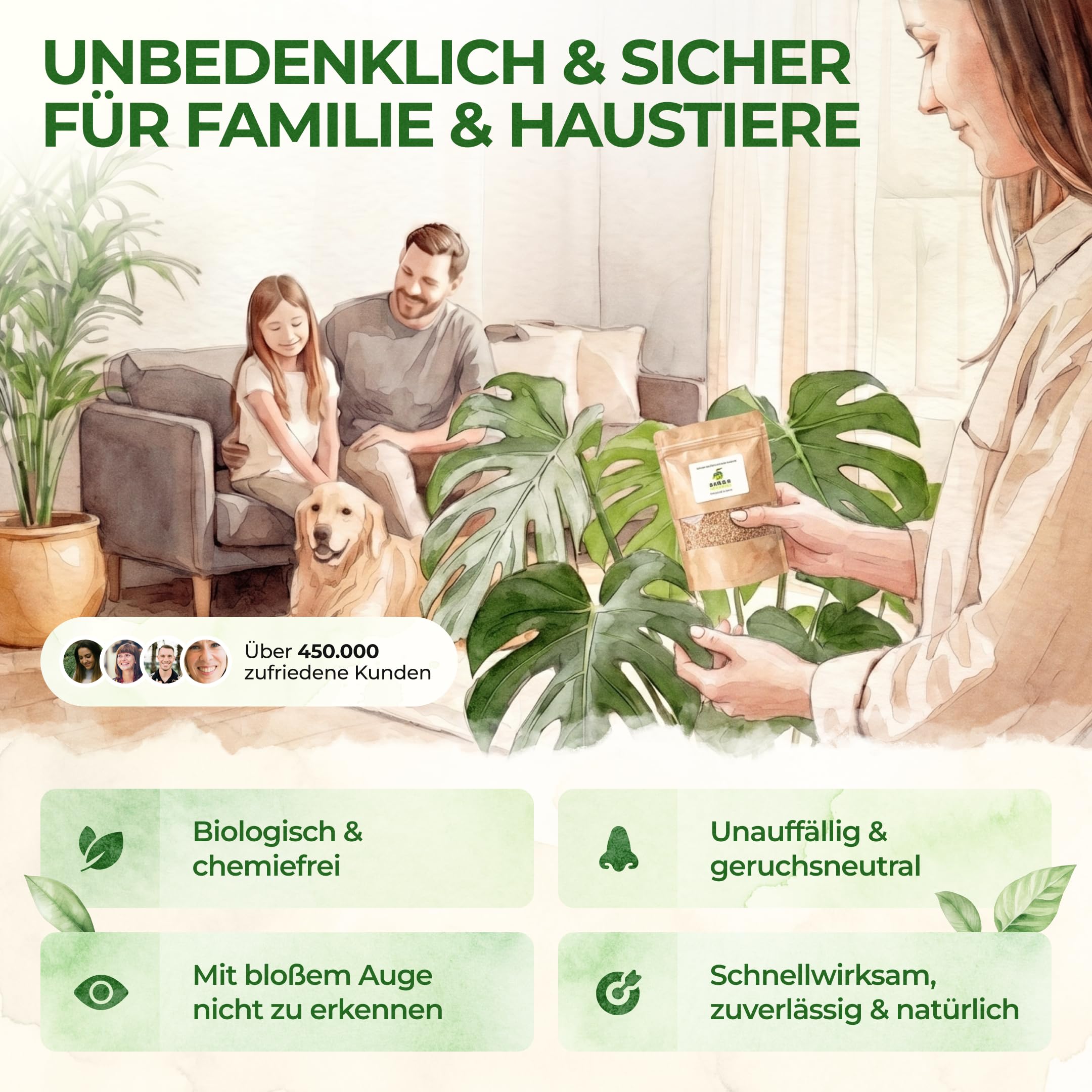 GREEN GUARDIA Power - Mezcla de ácaros depredadores, 3 mezclas, con 6 bolsas contra trips y ácaros, eficaz control biológico de plagas para hasta 30 m²