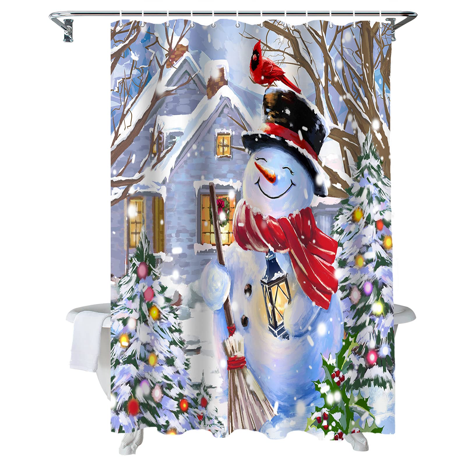 ALAGO Nautical Stripe Design Fabric Shower Curtain - Navy and White 72" x 72"