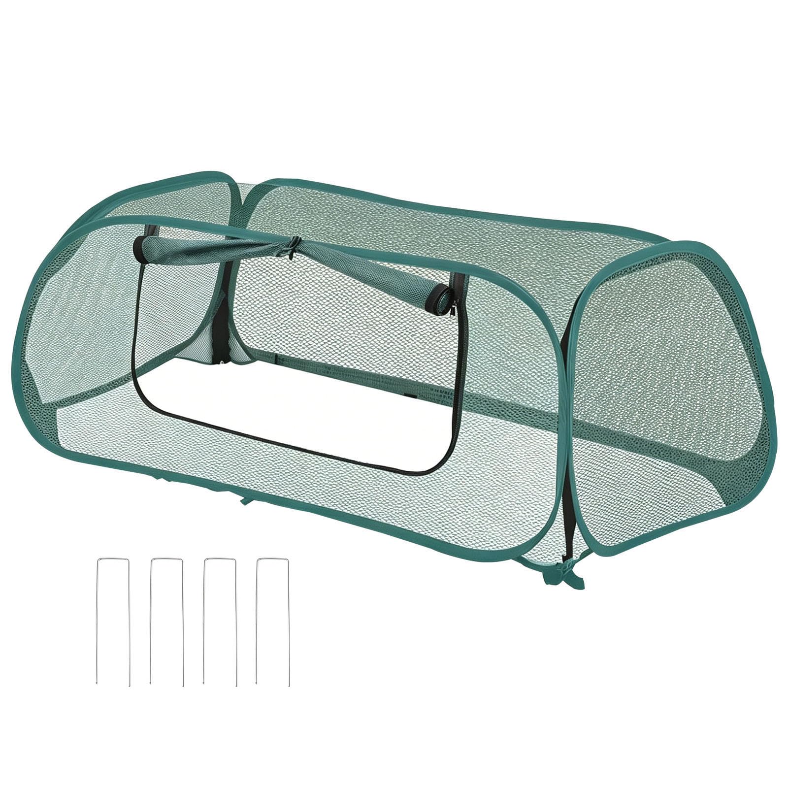 45" x 22" x 17" Pop Up Mesh Plant Cover,Raised Bed Planter Cover,Garden Pest Insect Barrier Netting for Protect Plant Vegetable Fruit from Birds Insects (1, Green)
