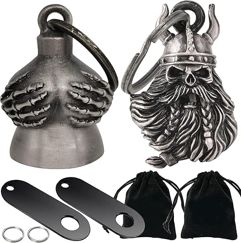 Miniatura 4 de Dream Apparel Paquete de 2 campanas de motocicleta para motociclistas, hombres y mujeres, campanas de ángel con colgadores de campana, accesorios de