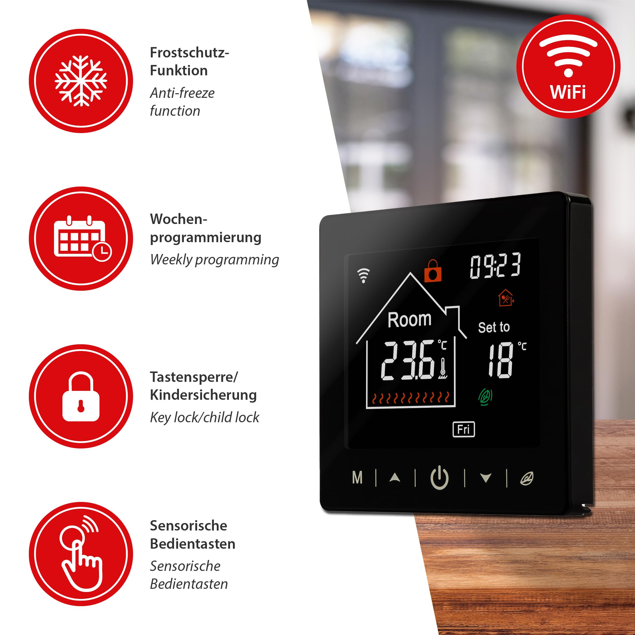 Mi-Heat Elektryczne ogrzewanie podłogowe 200 W/m², 2,5 m², zestaw – mata grzewcza do ogrzewania podłogowego, masa wyrównująca – do płytek, winylu, parkietu i laminatu – w zestawie termostat M2 WiFi