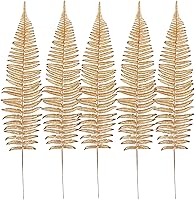 Vista 16 de CATTREE Plantas artificiales doradas, hojas de plástico doradas, paquete de 4 arbustos de hierba falsa, arbustos para el hogar, interior, exterior