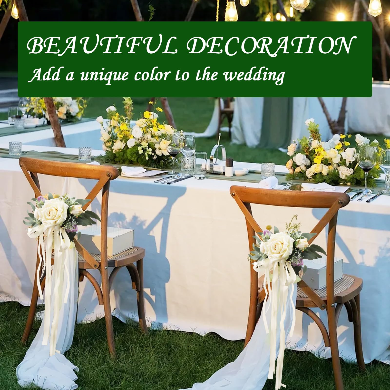 2 piezas de decoración floral para boda en el coche, simulación de flor, lazos para el coche para la boda, decoración de flores para los espejos del coche, asas de las puertas, silla de boda, respaldo