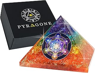 PYRAGONE 7 Chakra Orgone Pyramid Crystal - Natural Quartz Positive Energy Generator - Orgonite Pyramids Healing Stones - Meditation - Yoga - Spiritual Balance
