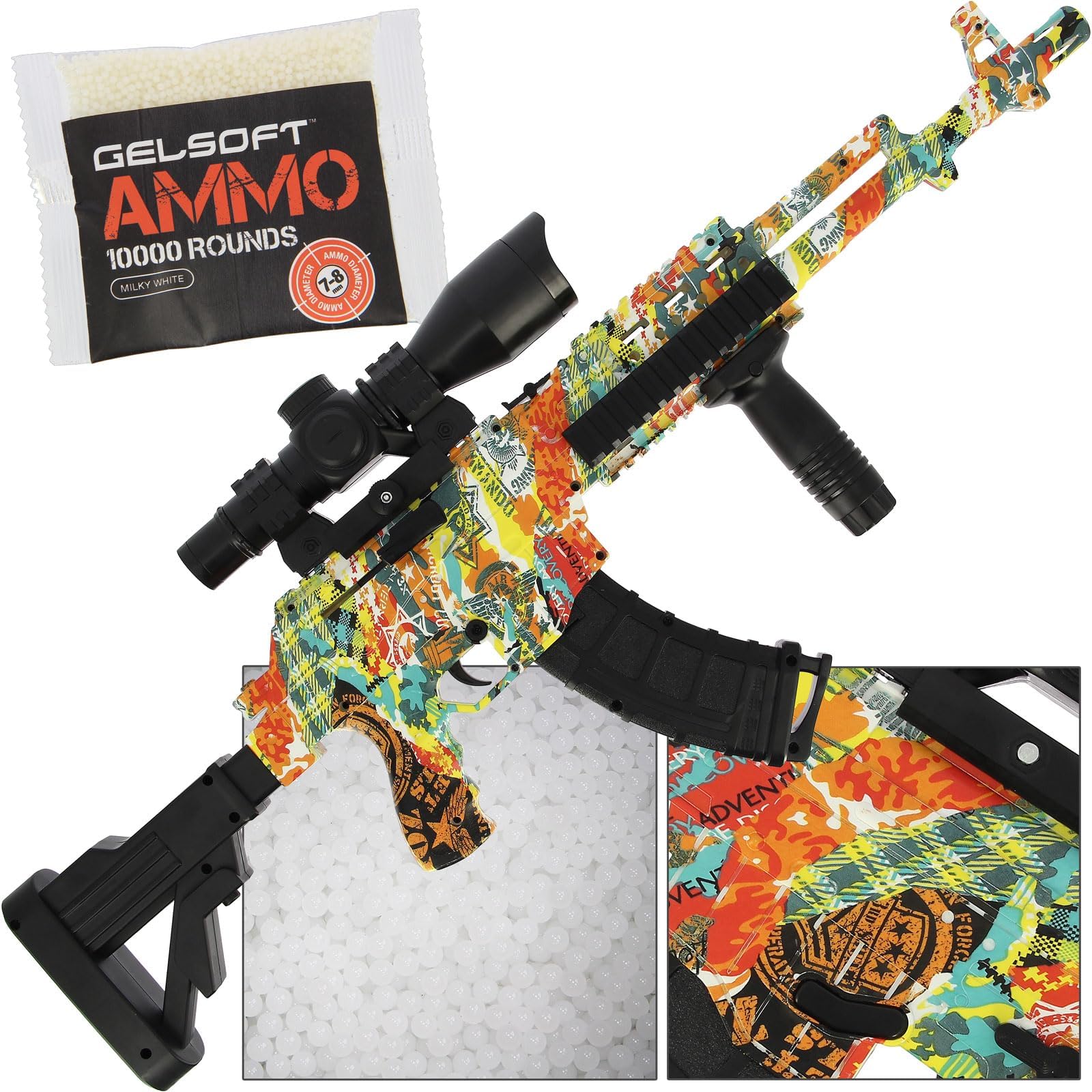 Gel Ball Blaster Rifle Fully Automatic Electric USB Charge Gun Outdoors Shooting Sport With 10,000 Rounds
