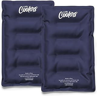 Cool Coolers by Fit & Fresh 2 Pack XL Soft Ice Packs for Cooler, Flexible Stretch Nylon, Lunch Box Ice Packs, Large Reusable Freezer Packs, Navy Blue