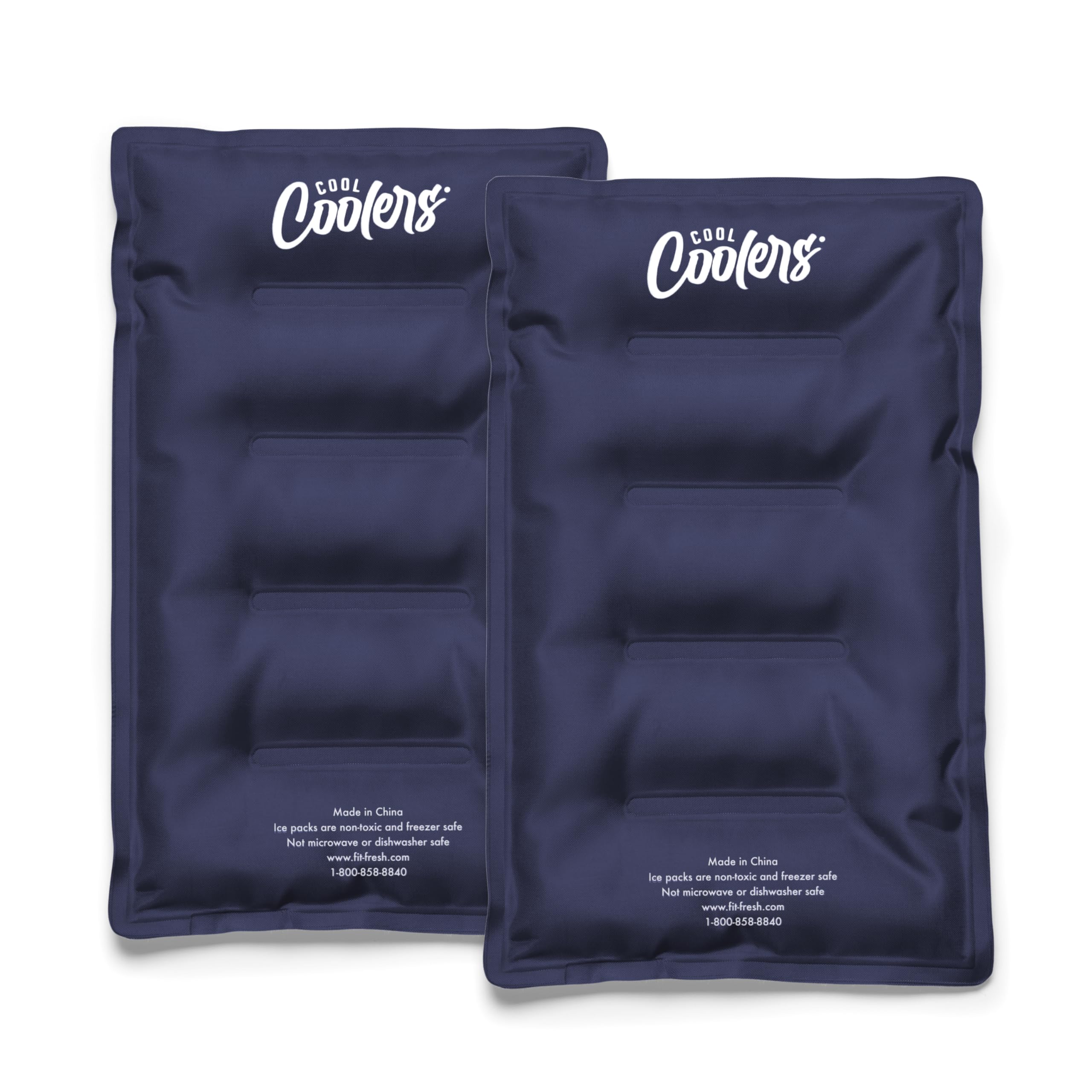 Fit & Fresh Cool Coolers 2 Pack Soft Ice Packs for Cooler, Flexible Stretch Nylon, Lunch Box Ice Packs, Ice Packs for Lunch Boxes, Large Reusable Freezer Packs
