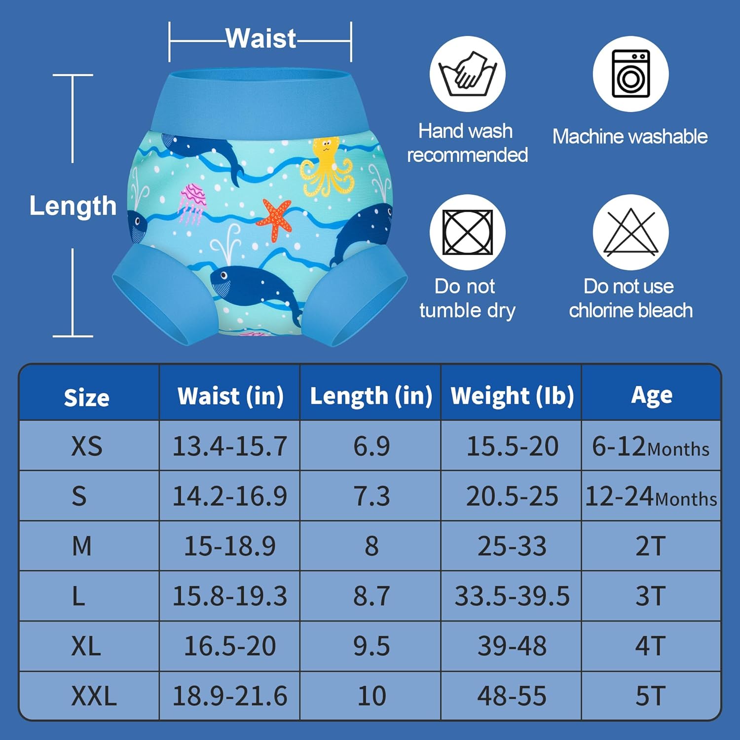 BIG ELEPHANT Baby Swim Diapers 3-Pack – Reusable Waterproof Swim Pants for Boys and Girls, Soft Breathable Swimwear for Pool - Image 7