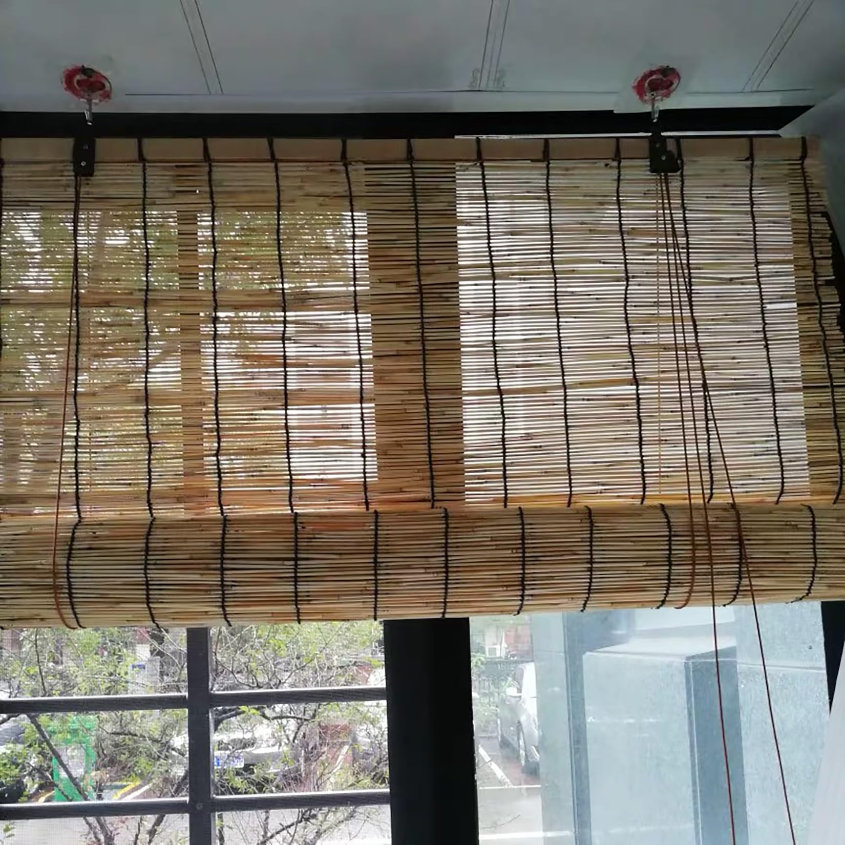 Rideau de Roseau Store en Bambou Exterieur Stores en Paille Naturelle Parasol Isolation Thermique,Jardin -Extérieur, Installation au Plafond ou au Mur,Personnalisable