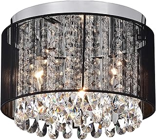 26 Black and White Kitchen Ideas That Never Go Out of Style 37 LaLuLa Black Mini Crystal Flush Mount Ceiling Light - 3-Light Drum Chand...