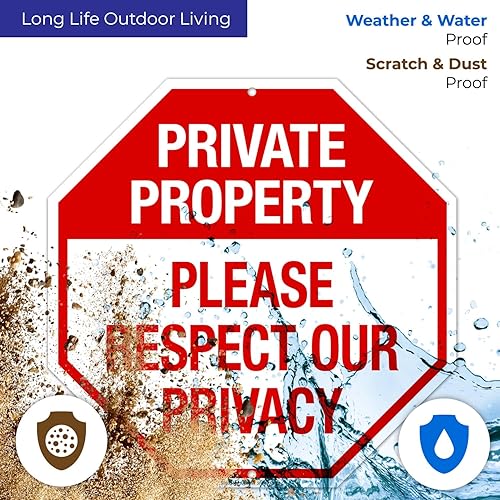 Miniatura 5 de Private Property Please Respect Our Privacy Sign, 12 x 12 pulgadas, libre de óxido, aluminio 040, resistente a la decoloración, fabricado en Estados