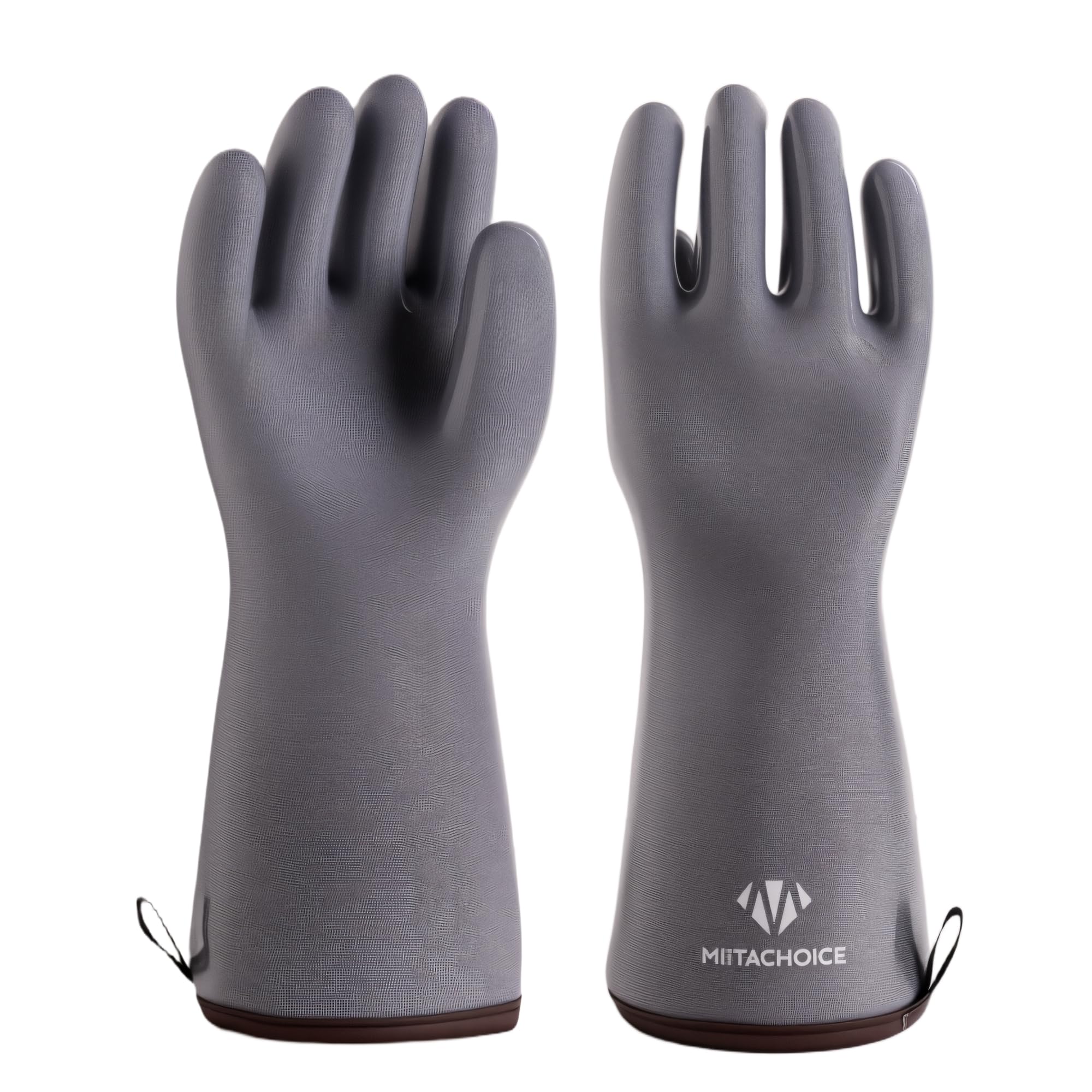 Pitmaster - Guantes de silicona líquida para barbacoa, resistentes al calor, 250.0 °C, impermeables, para ahumar y hornear, 13 pulgadas de largo para mujeres y manos medianas (gris)