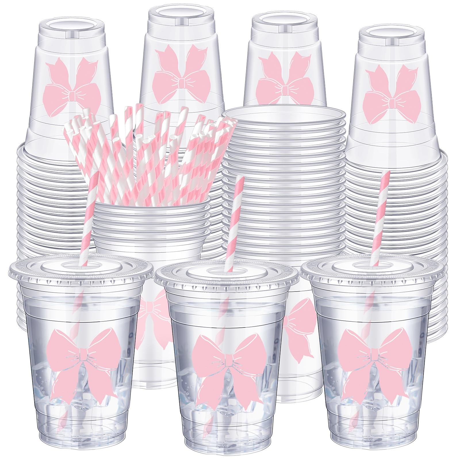 50 Light Pink Plastic Cups, 16 Oz Disposable Cups, Drinking - View #10