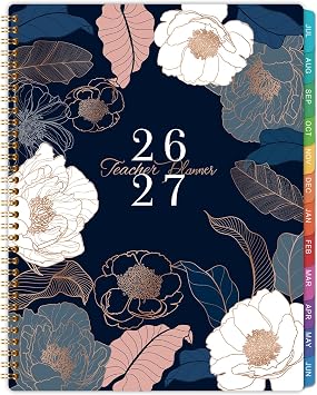 Teacher Planner 2026-2027 - Teacher Lesson Planner 2026-2027, July 2026 - June 2027, 11" x 8.3", Weekly & Monthly Lesson Plan Book for Teachers - Engraved Floral