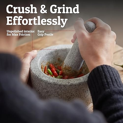 Miniatura 2 de Priority Chef Juego de Mortero y Mano de Mortero Pequeño de Servicio Pesado, 1.5 Tazas, Haga Guacamole Fresco, Salsa, Tazón de Molinillo de Piedra