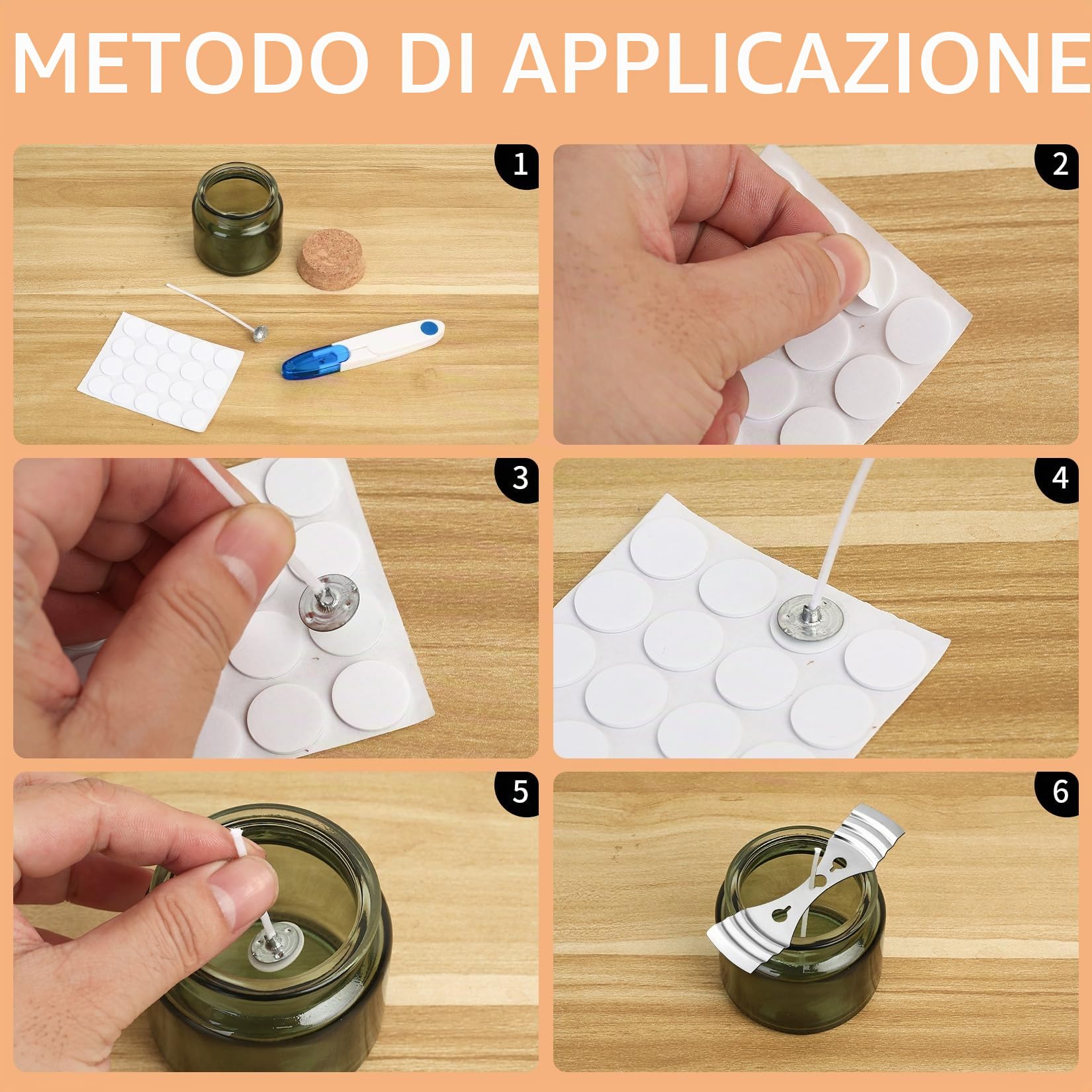 NPFVKSA Kit per la creazione di candele, vaso fuso di cera da 480 ml, 120 stoppini per candele, 3 set di vasi di cera, 120 adesivi per stoppini per candele, kit per la creazione di candele per adulti