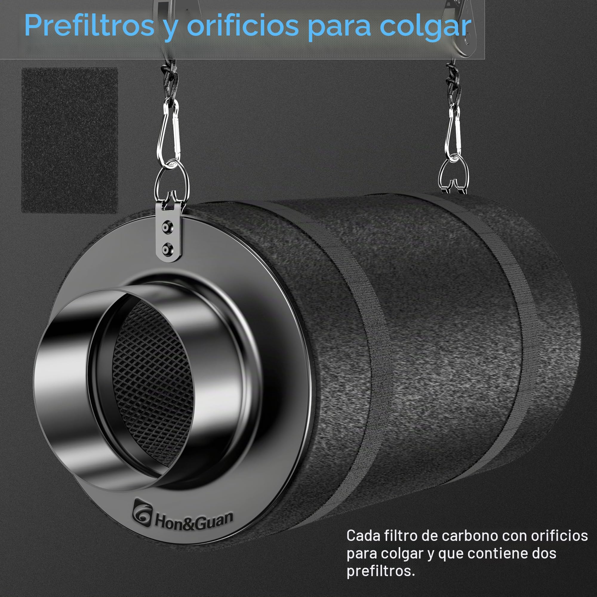 Hon&Guan Filtro de carbón activo de 100 mm con carbón ligero de 200 mm de largo y 38 mm de espesor de madera, lecho de carbón para control de olores, eliminador de olores para lavadora de aire para