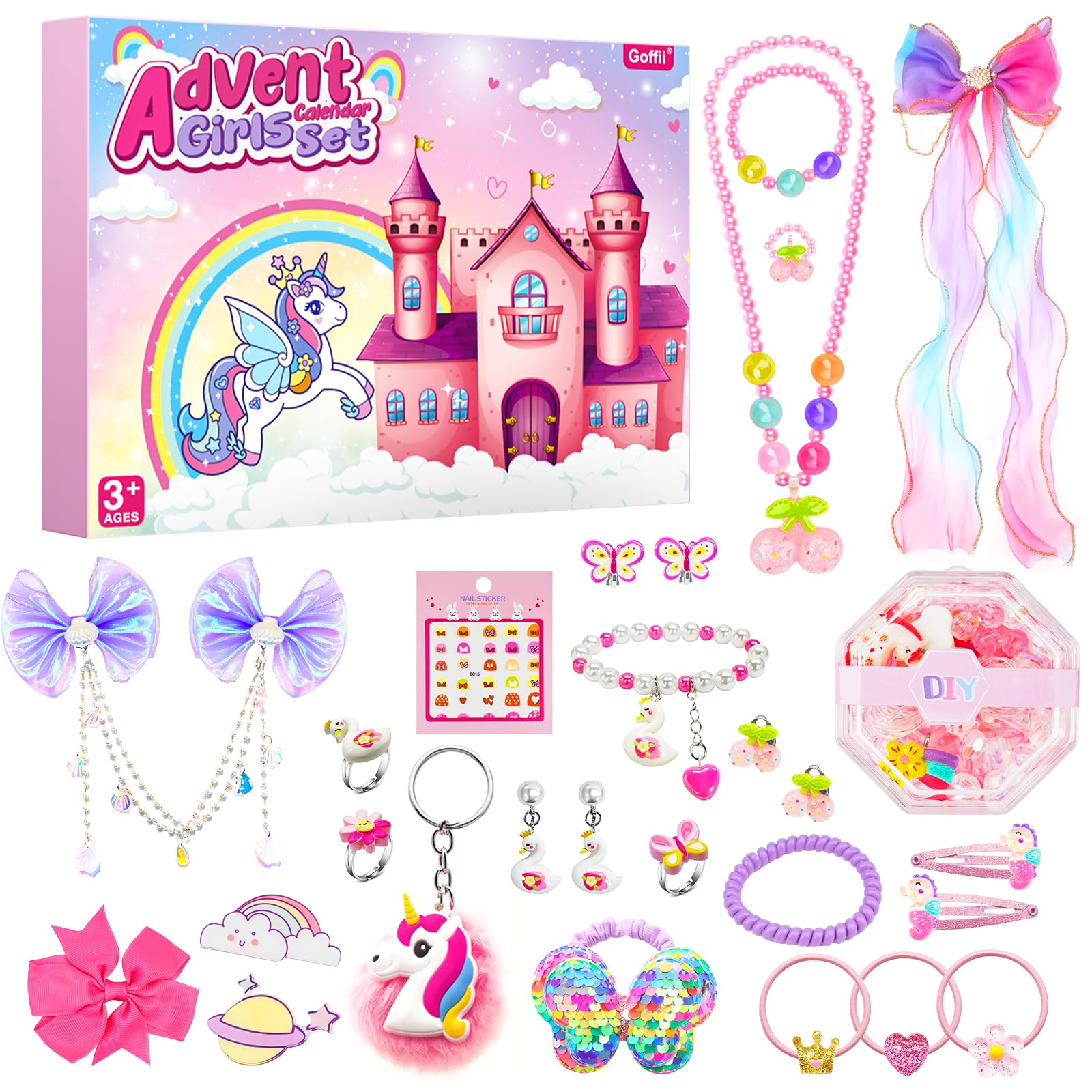 Calendario Avvento Bambina 2025 Calendario Avvento Bambini 24 Giorni Natale Conto Alla Rovescia Giochini per Calendario avvento Gioielli per Capelli Collana DIY 3-12 anni Regalo Natale Ragazza