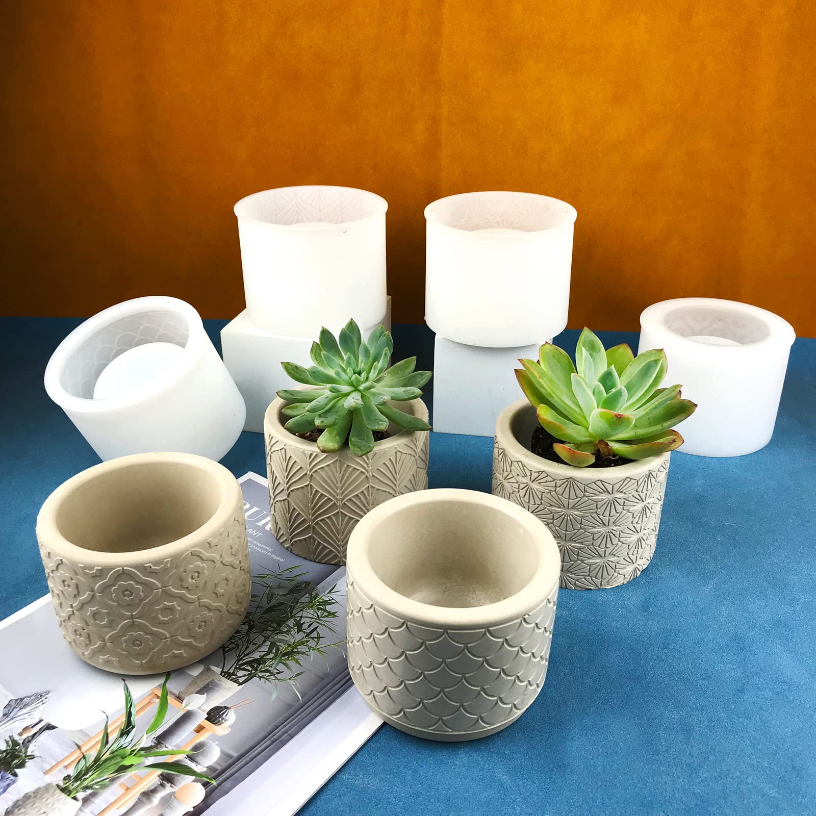 4 Stampi Silicone Per Vasi DIY - Per Resina, Candele E Piante Grasse