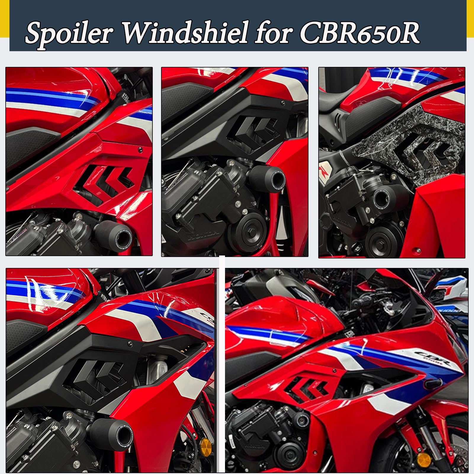 CBR650R Motorrad-Seitenflügelverkleidung Seitenverkleidung Spoilerverkleidung dekorative Abdeckungen kompatibel mit Honda CBR650R CBR 650R CBR 650 R Zubehör 2024 2025 (Rot)