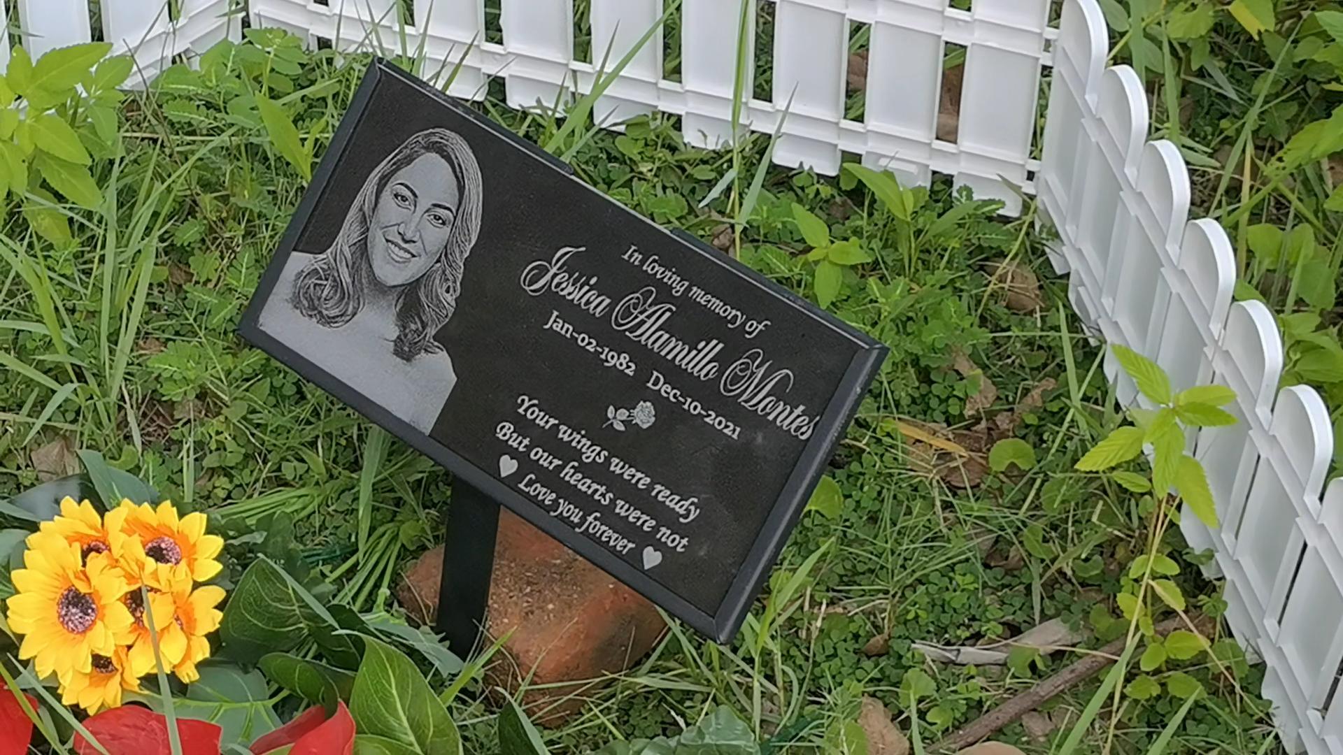 Personalized Human Memorial Stone - Black Granite Engraved With Photo, 12x6 Inches, Silhouette Design - View #6
