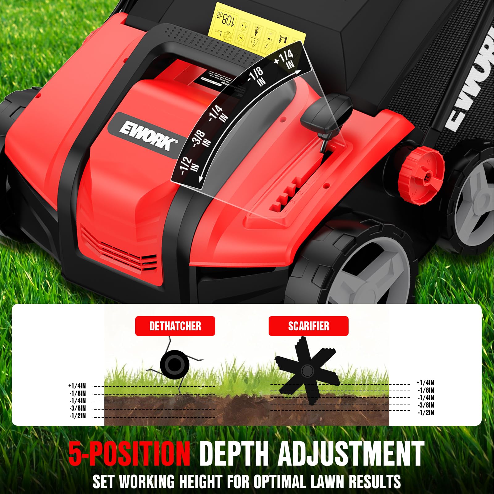 EWORK Electric Dethatcher - Lush Lawn Guaranteed -5