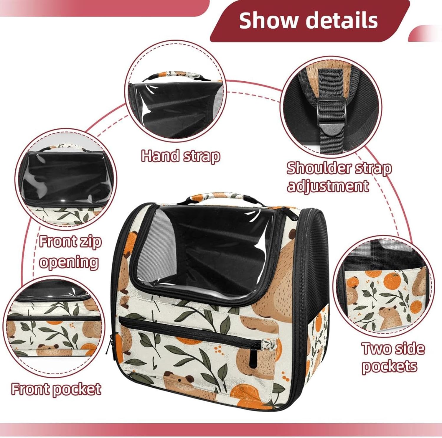 Guinea Pigs Pet Carrier Soft Sided Carrier for Small Medium Cats Dogs