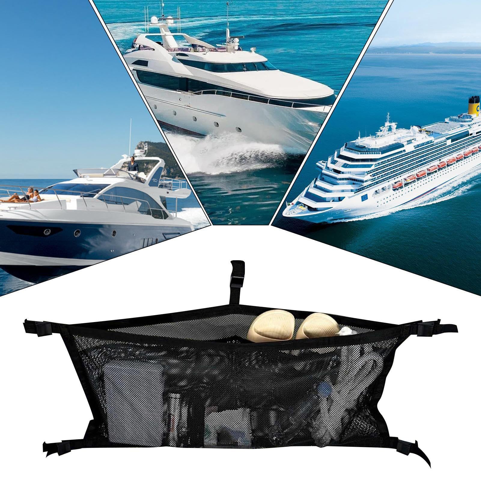 Sac De Rangement En Maille Autocollant Pour Bateau – 35x25x3 Cm, Avec Crochet Et Boucle Pour Appâts, Outils Et Accessoires Marins
