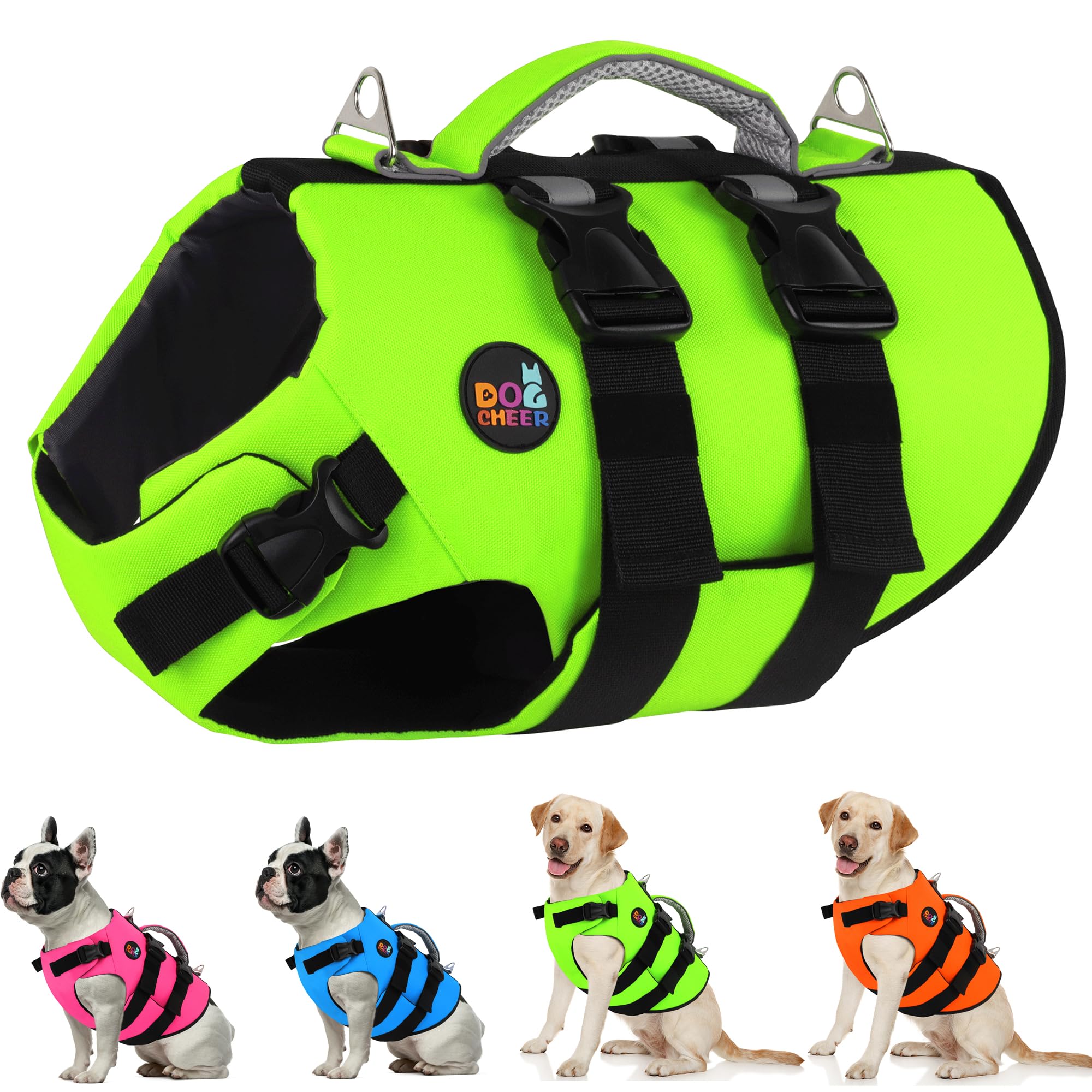 Dogcheer Dog Harness Life Jacket, High Buoyancy Neoprene Dog Life Vest for Swimming Boating, Adjustable Puppy Swim Vest 