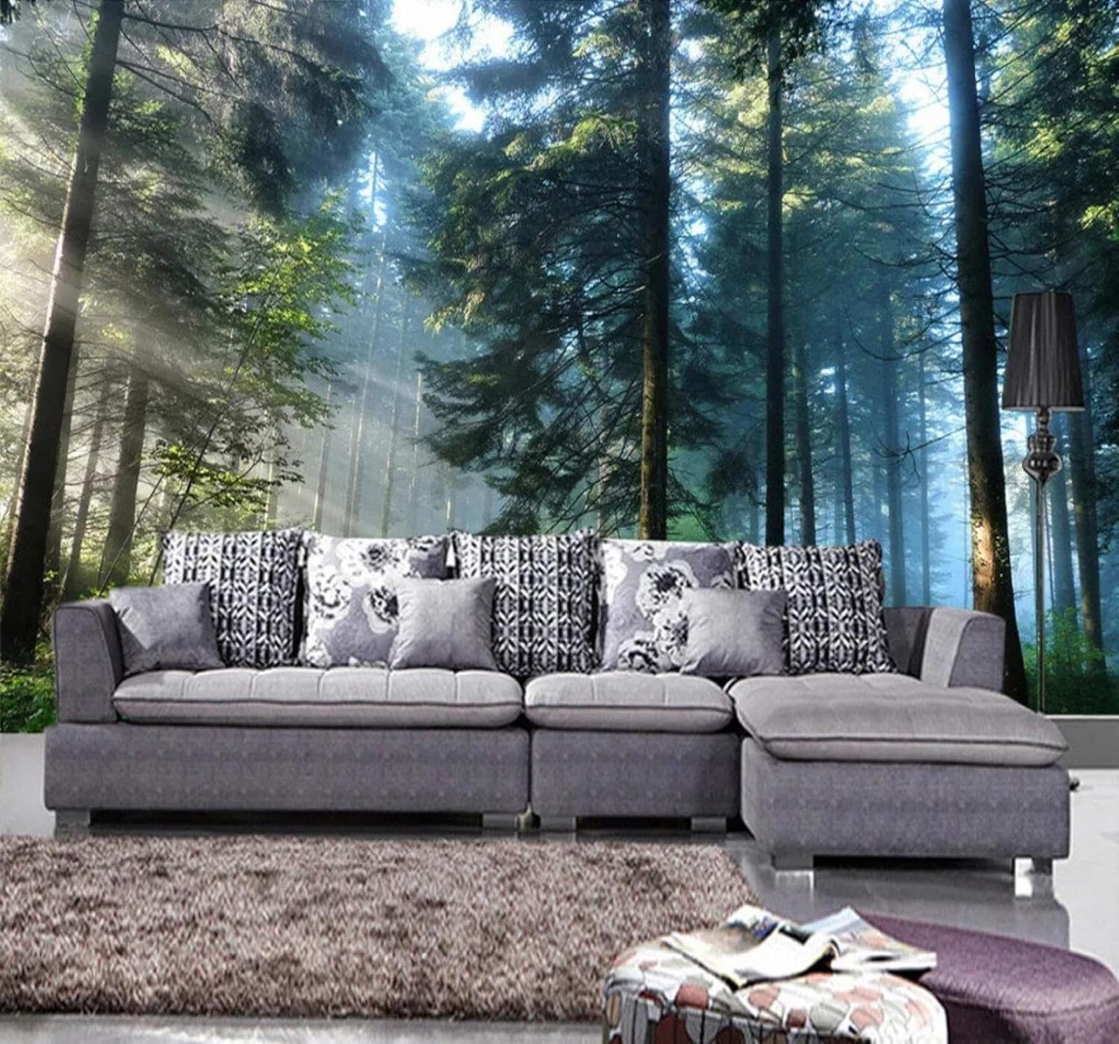 Tzxztt Large Sunny Fresh Woodland Landscape Modern 3D Wallpaper Premium Textured Silk Neutral Tones Material Ideal for Living Room Bedroom-400cm×280cm