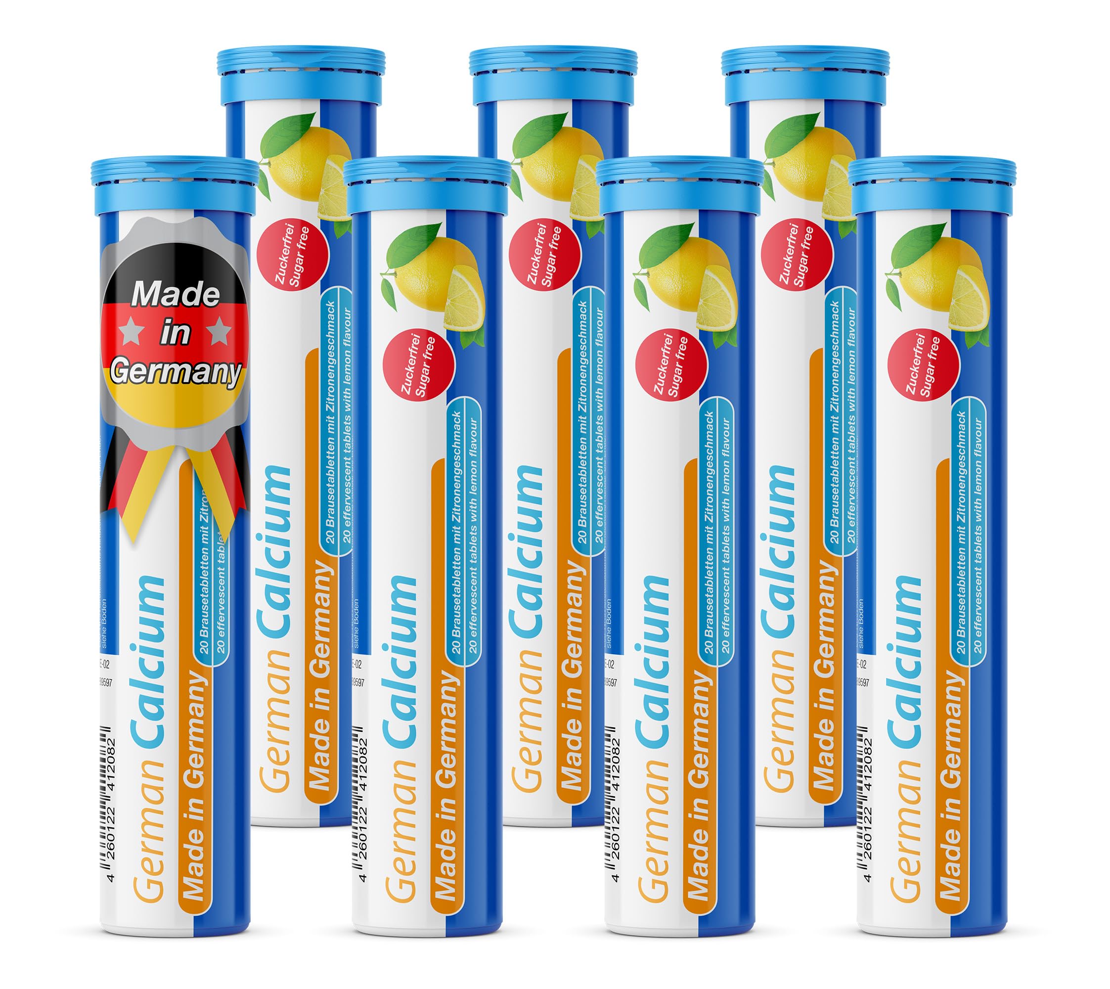 German Calcium 140 Drink Effervescent Tablets - Lemon Lime Flavour - 500 mg Calcium, Sugarfree, Vegan- T&D Pharma – Made in Germany