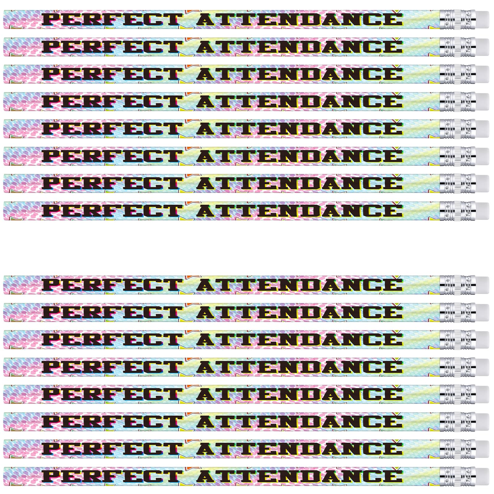 Tenceur 100 Pcs Perfect Attendance Pencils with Erasers Bulk 7.3 Inches Student Incentives Recognition Education Award Prize for Teacher School Classroom Reward Supplies
