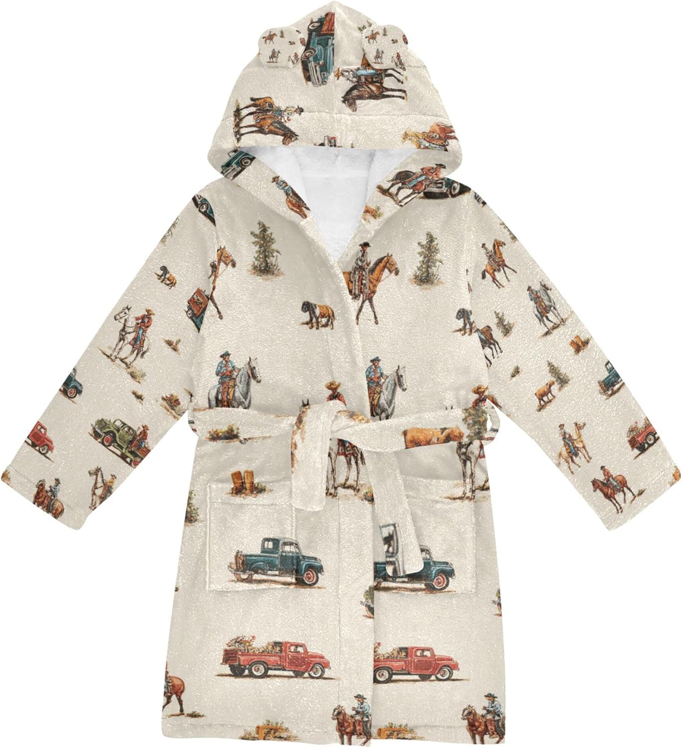 Bathrobe Hooded PJ Robe Soft Fleece Robe Pajama Sleepwears 2-12 Years