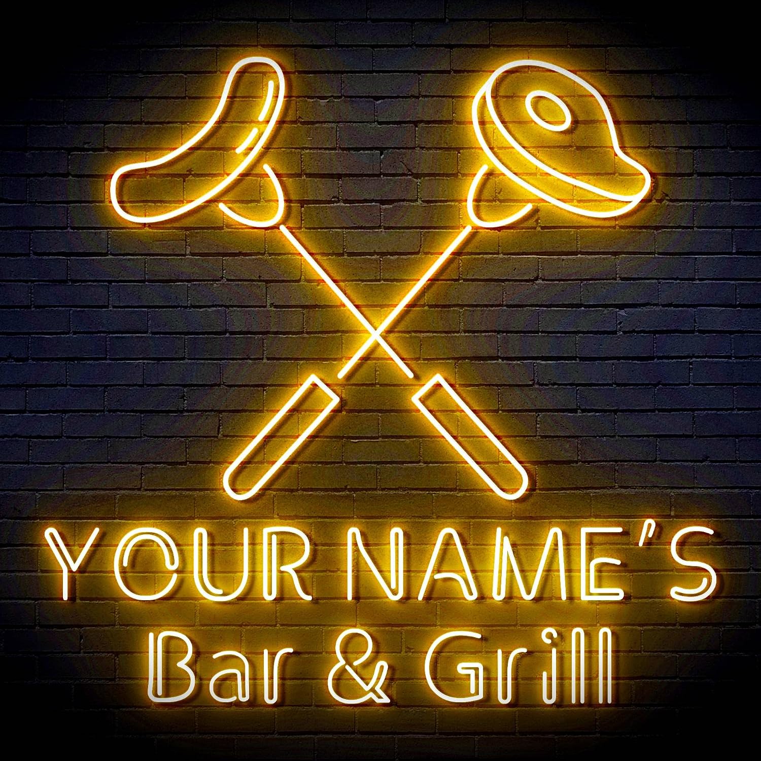 ADVPRO Grill Kitchen Beer Personalized Ultra-Bright LED Neon Sign - Golden - st16s55-fn-p0030-tm-e
