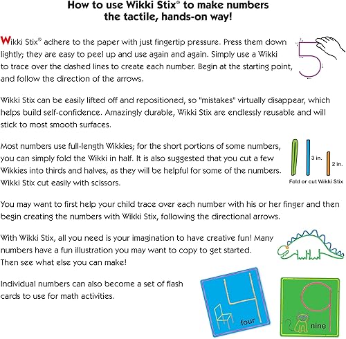 Miniatura 7 de Números Wikki Stix y tarjetas de conteo, aprendizaje táctil preescolar y jardín de infantes, juguete STEM, números 1-20 más 7 tarjetas de
