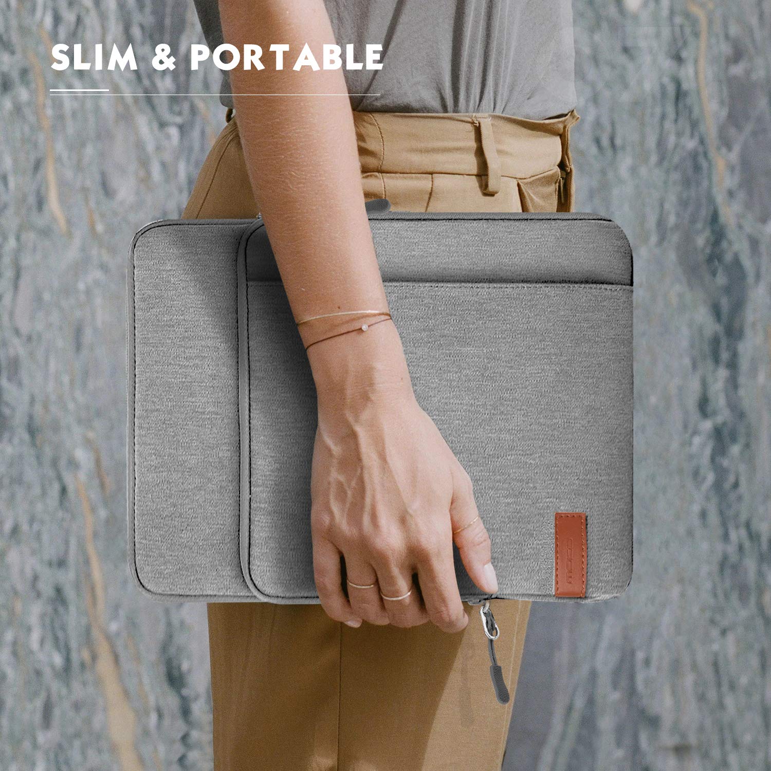 MoKo 9-11 Inch Tablet Sleeve Bag Carrying Case with Storage Pockets Fits New 11-inch iPad Pro M4/iPad Air M2 2024, iPad Air 5/4 10.9, iPad Pro 11, iPad 10/9/8th 10.9/10.2, Tab S8/S9 11, Light Gray