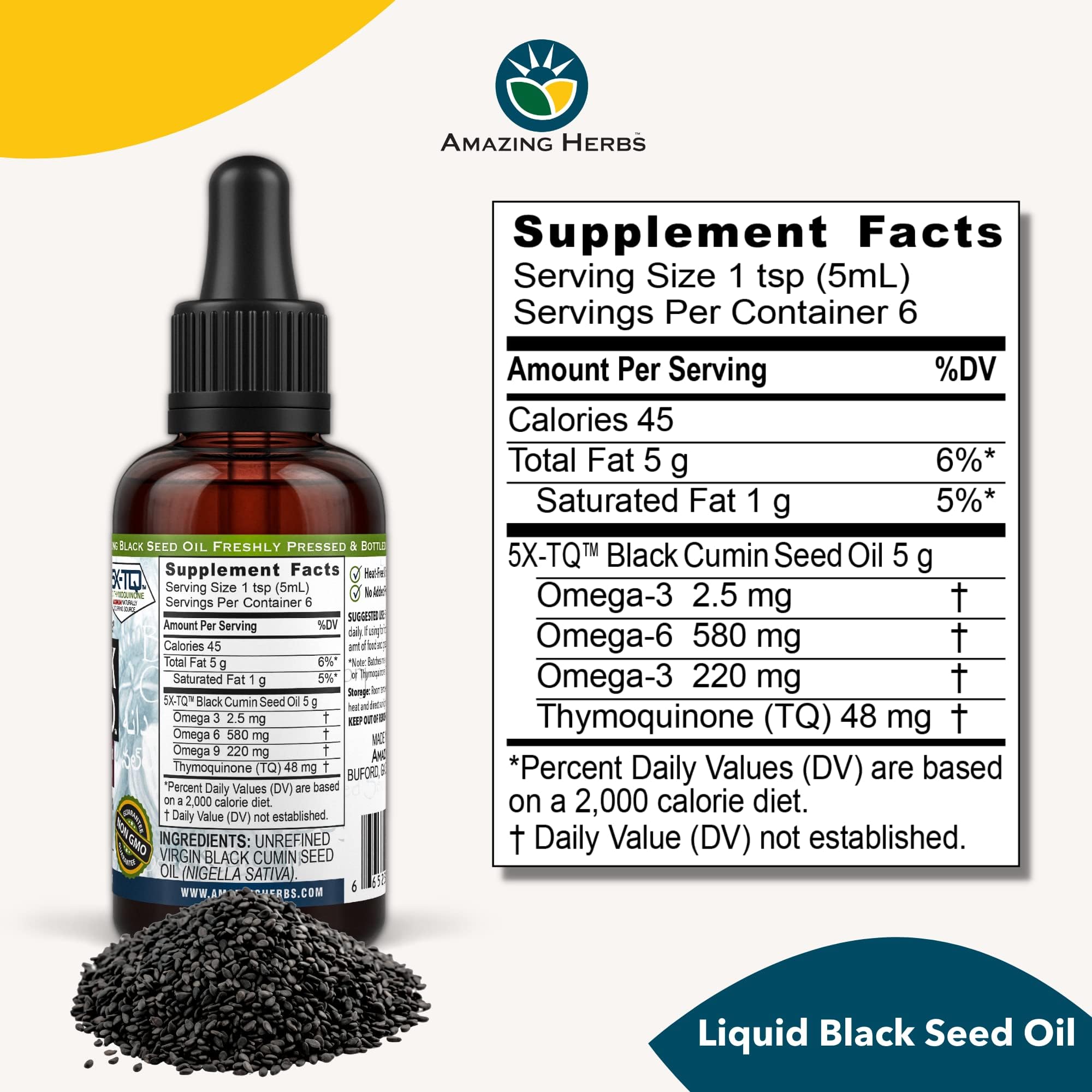 Amazing Herbs Premium Black Seed Oil Liquid - 1 Fl Oz Glass Bottle — Amazon image 6