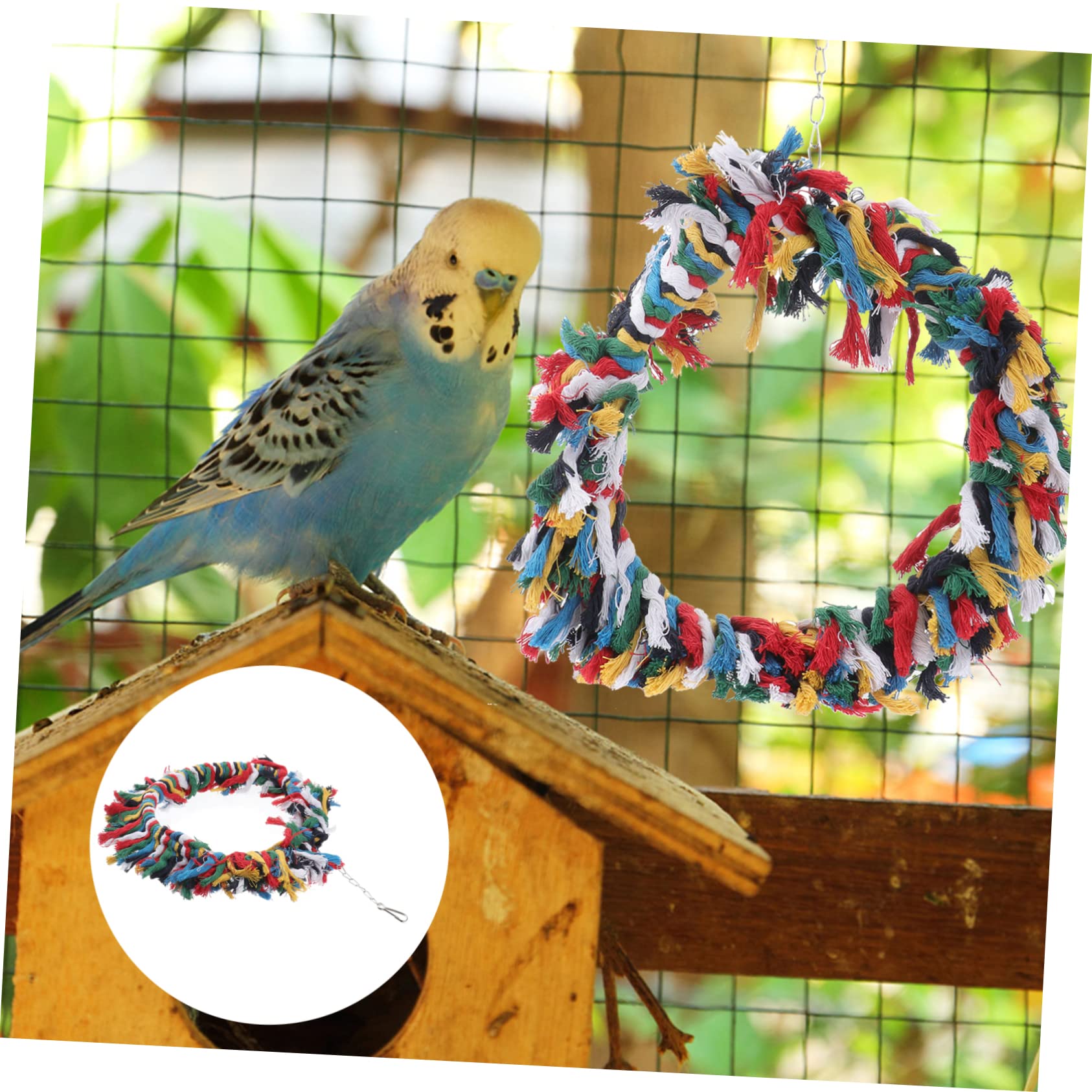 Sosoport 2pezzi Giocattolo Per Pappagalli Cotone Anello Snuggle Colorato Per Uccelli Accessorio Per Arrampicarsi e Preening Gioco Divertente Per Pappagalli Africani e Cockatoos Colori
