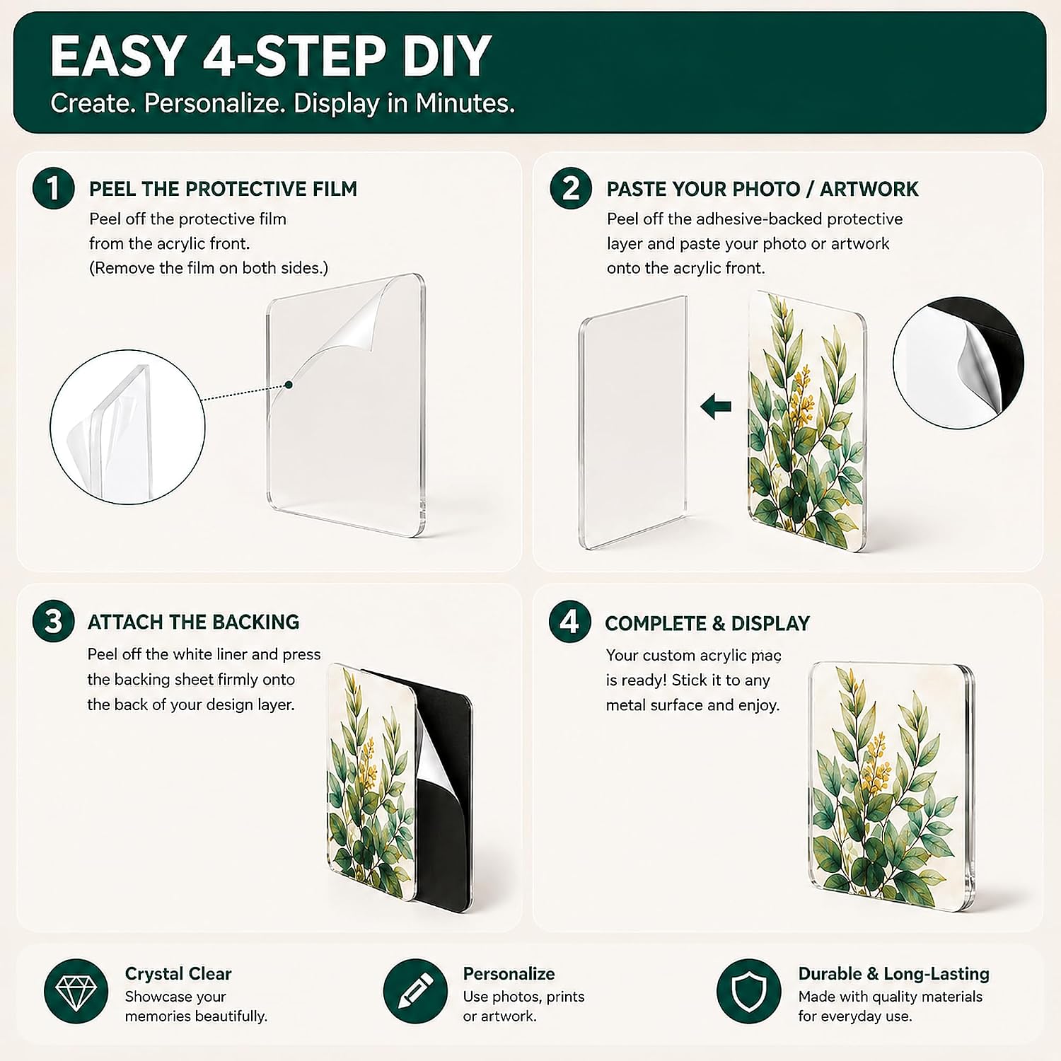 20 Pcs DIY Fridge Magnet Kit, Magnet Making Kit for Photos and Craft Gifts