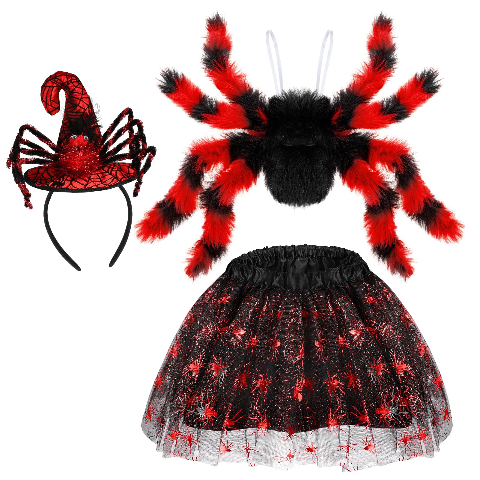 Hifot Spider Costume for Kids - Spider Wings Tutu Skirt, Spiderweb Headband Set - Girls Halloween Costume & Cosplay Party