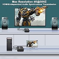 Vista 2 de Extensor KVM HDMI 4K sobre Cat5a/6 hasta 394 pies con salida de bucle, KVM IP remoto a través de Ethernet, 4 puertos USB 2.0 Hub, Plug & Play, IR