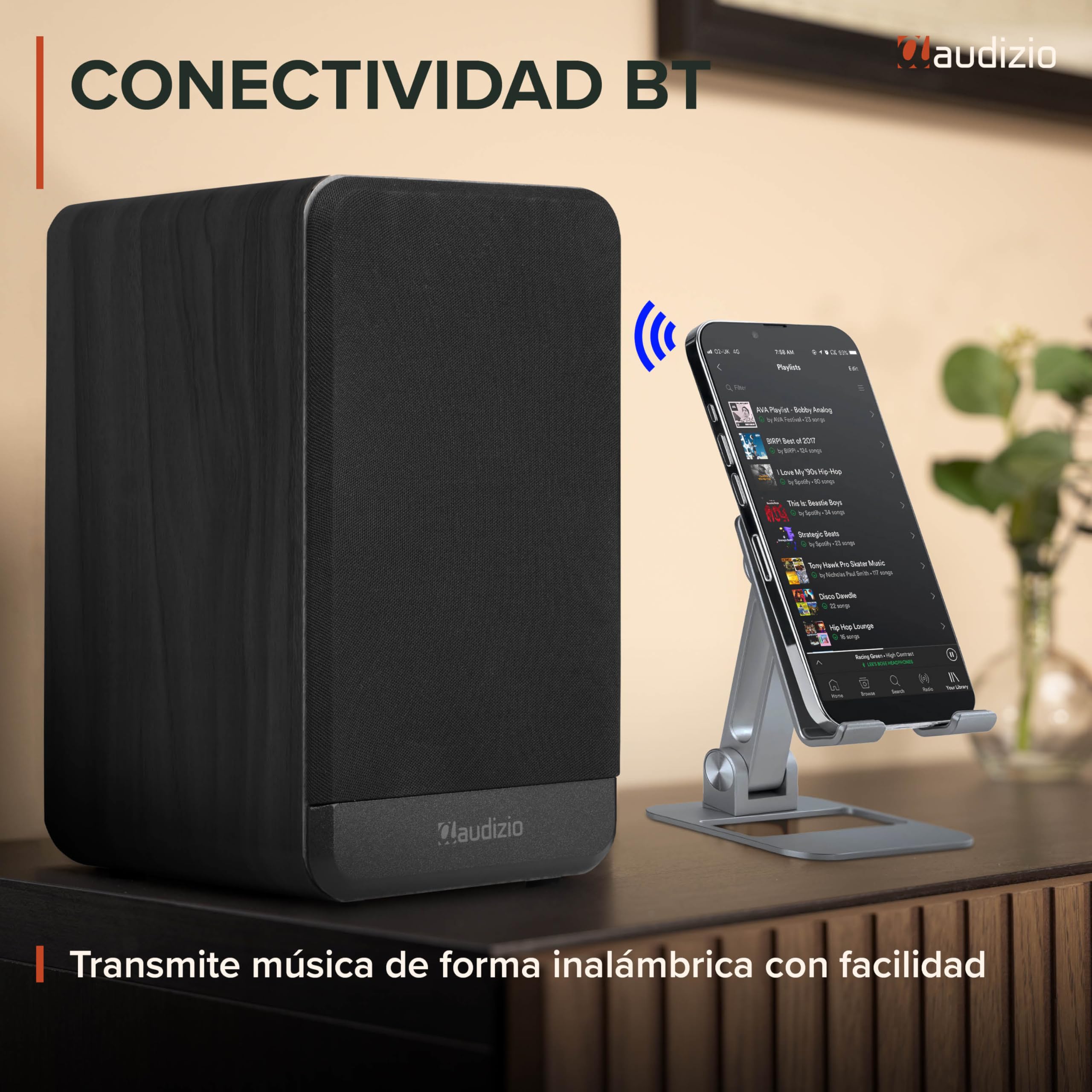 Audizio BS10 – Altavoces Activos de estantería 80W con Bluetooth 5.3, HDMI ARC, RCA, USB y Entrada Phono para Tocadiscos Vinilo, Equipo HiFi para casa, Home Cinema y Ordenador, Color Negro