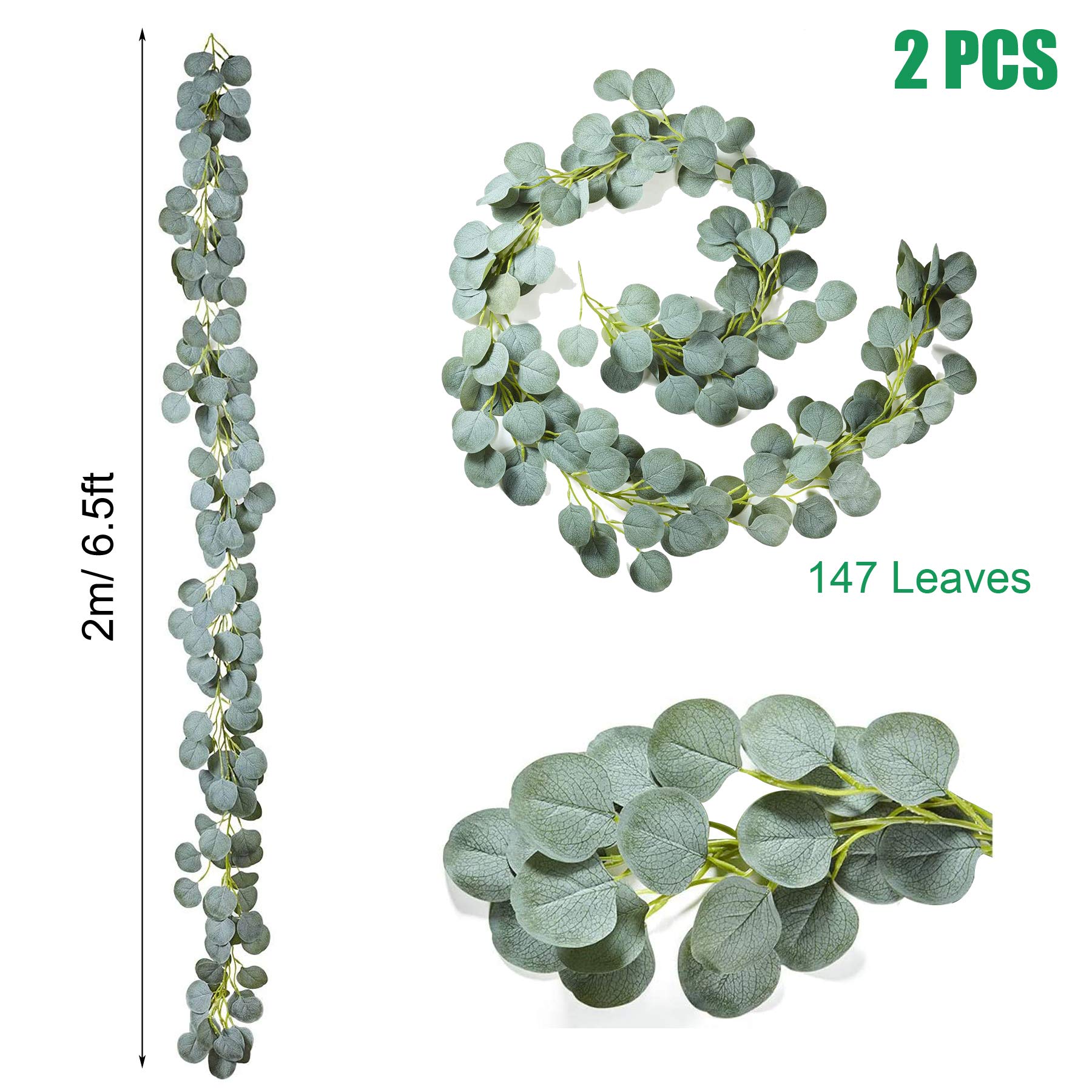 Leixi Ghirlanda artificiale di eucalipto verde viti di eucalipto finto argento dollaro filo di eucalipto per mantello, tavolo, giardino, decorazione natalizia (dollaro d'argento con salice