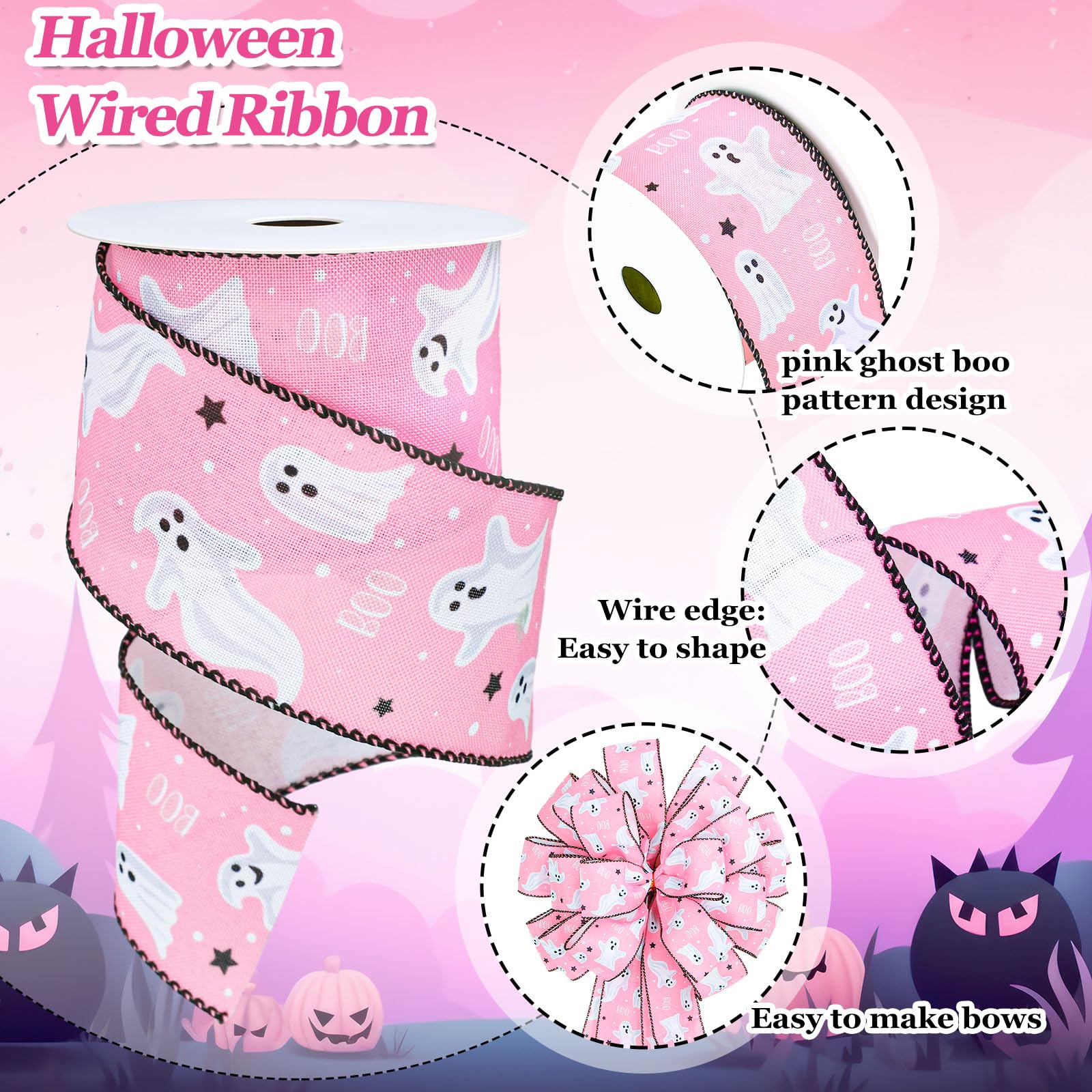 ハロウィンパッチンピン☆ピンク Halloween Light up Spinner - Spinning Ghost Pumpkin Wand
