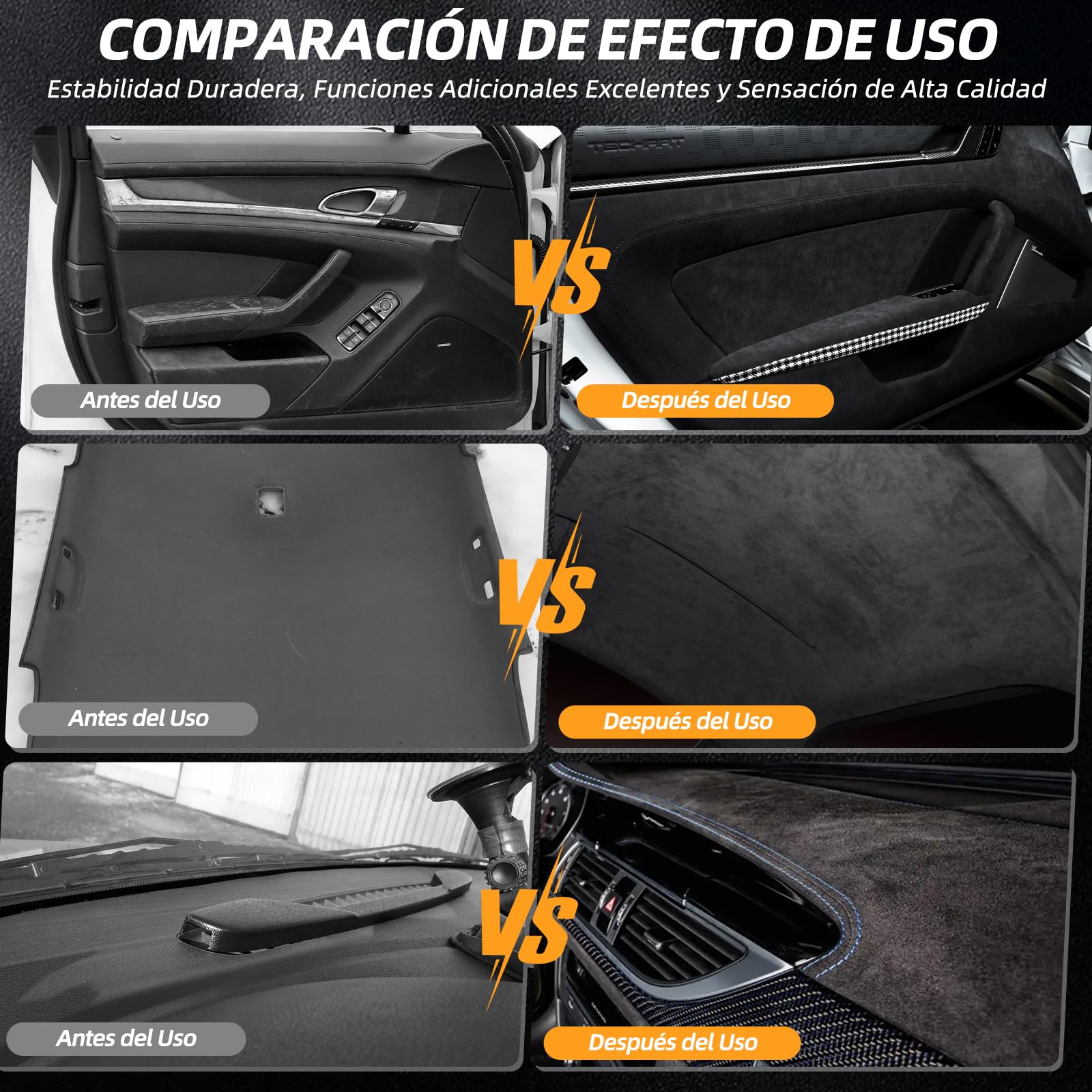 Tela de ante para el techo del coche, con respaldo de espuma, ideal para la sustitución de cubiertas de coche, autocaravanas, autocaravanas y proyectos de bricolaje (200,7 x 152,4 cm) (negro)