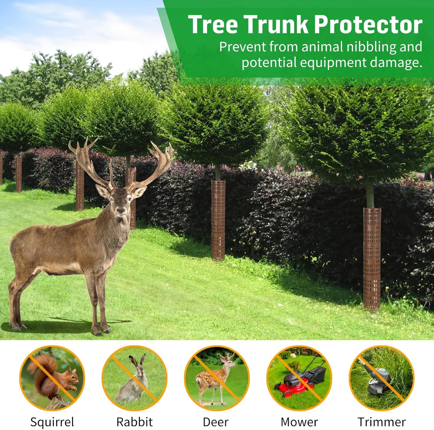 20 Pack Plant Tree Guard Protector, Tree Trunk Protector Around Trunk Bark, Saplings, and Vines, Expandable Mesh Tree Bark Protector 15 Inches Tall, Protect from Trimmers, Mowers, and Animals