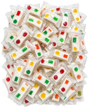 Jube Nougats Chewy Candy | 1 lb of Fruity Jelly Nougat Bites | Individually Wrapped Assorted Treats | Soft Colorful Snack Bag