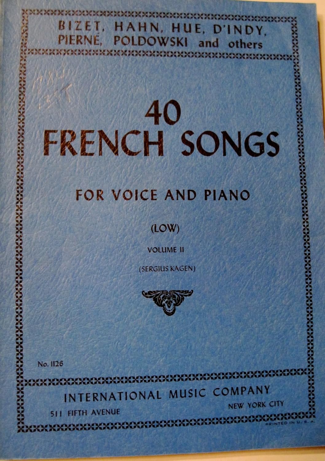 40 French Songs (Low) (Volume II) Sergius Kagen Books