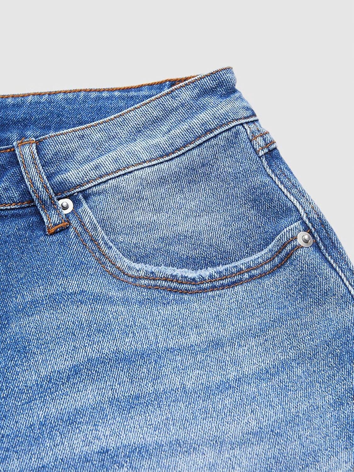 Women's High Waisted Wide Leg Jeans, Light Blue Wash, Relaxed Fit Straight Leg Denim Pants - Image 5